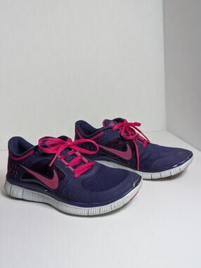 Nike Free Run 3 Womens 7.5 Night Blue Fire Berry Running Shoes 510643-401